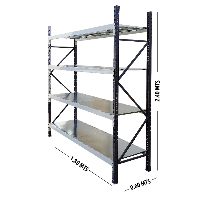 Estanteria Semipesada Mini Racks 4 Niveles Altura de 2.4Mts y Vigas de 1.8Mts -Markem espacio Inteligente