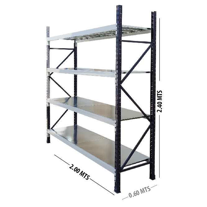 Estanteria Semipesada Mini Racks 4 Niveles Altura de 2.4Mts y Vigas de 2 Mts - MARKEM ESPACIO INTELIGENTE